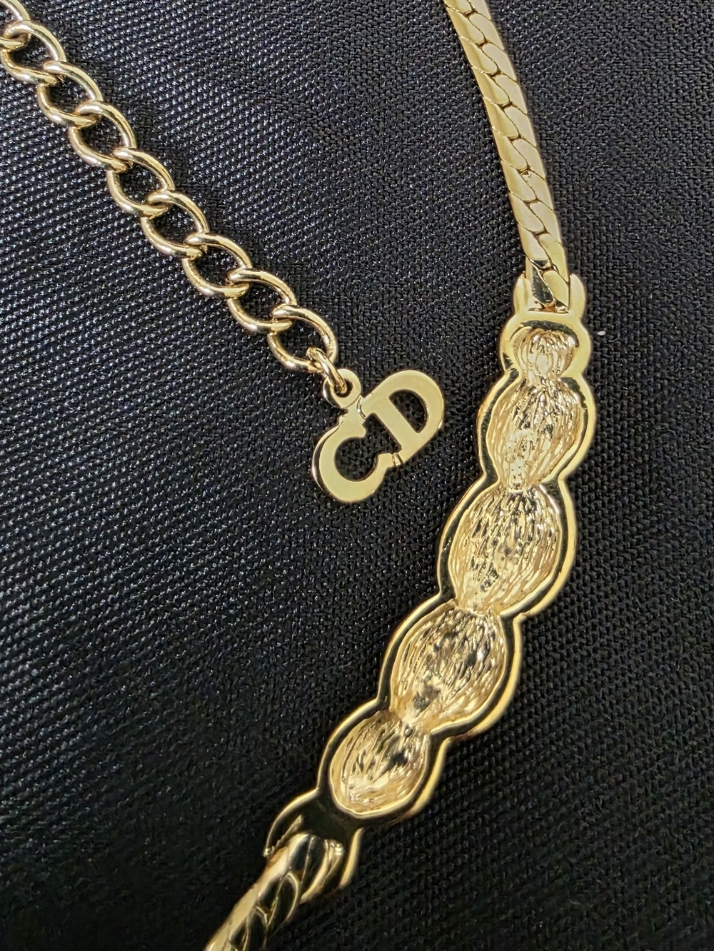 Auth Dior Enamel Rhinestone Necklace And Clipon Gold Stud Earrings - Picture 12 of 14
